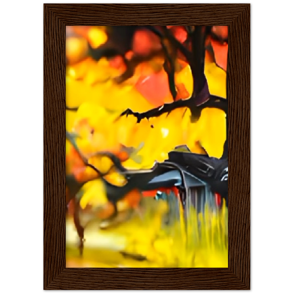 Autumn Rain Premium Matte Paper Wooden Framed Poster