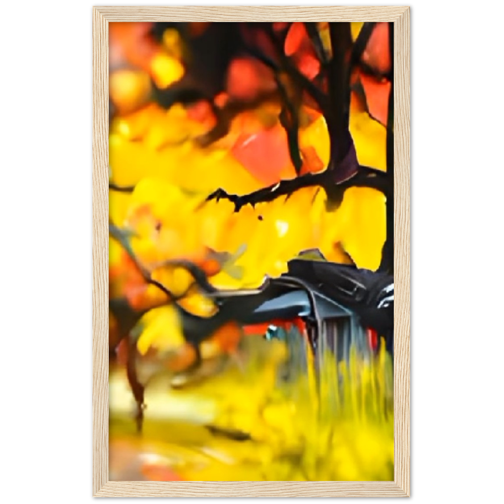 Autumn Rain Premium Matte Paper Wooden Framed Poster