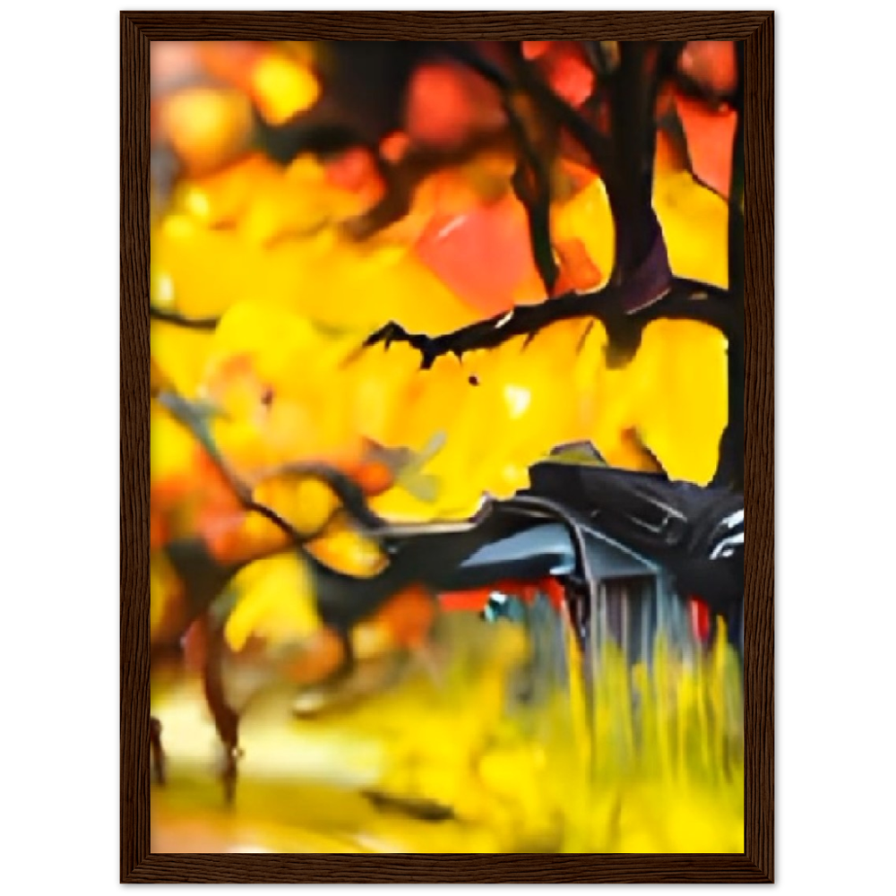 Autumn Rain Premium Matte Paper Wooden Framed Poster