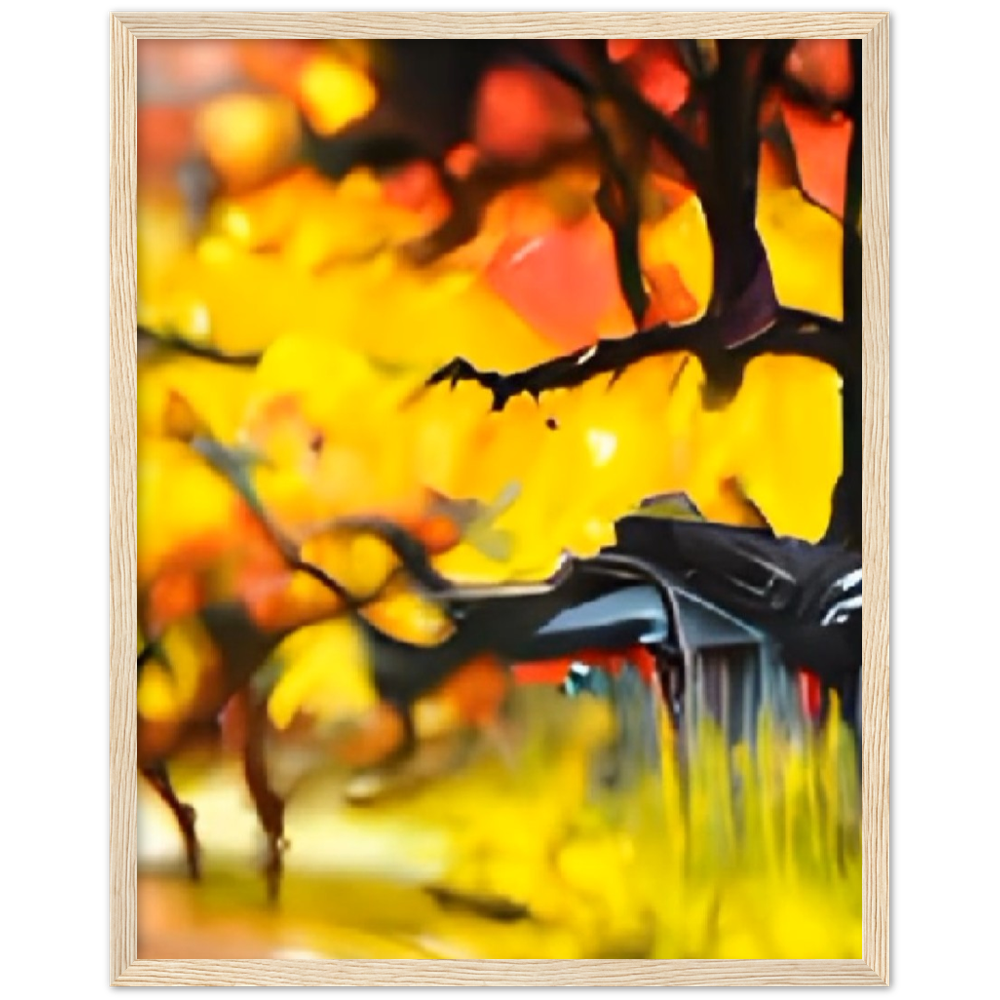 Autumn Rain Premium Matte Paper Wooden Framed Poster