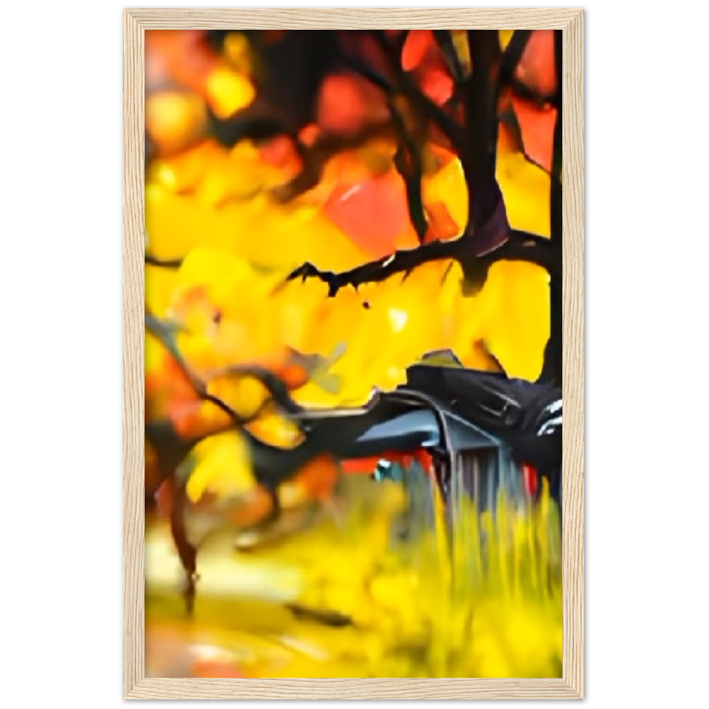 Autumn Rain Premium Matte Paper Wooden Framed Poster